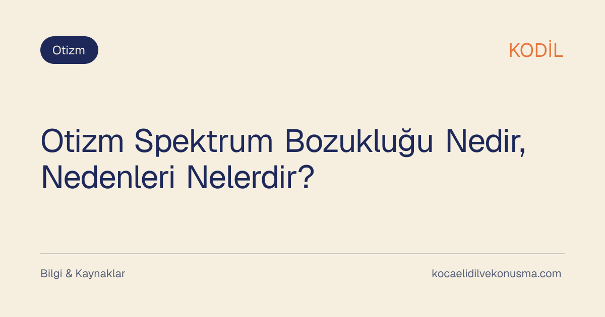 Otizm Spektrum Bozukluğu Nedir, Nedenleri Nelerdir? başlıklı KODİL bilgilendirici içerik görseli